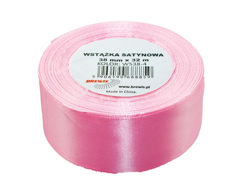 Wstążka satynowa 38mmx32m różowa Brewis